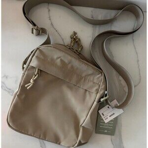 H&M Beige Crossbody Nylon Bag Recycled Polyester Adjustable Strap 2 Pockets NWT